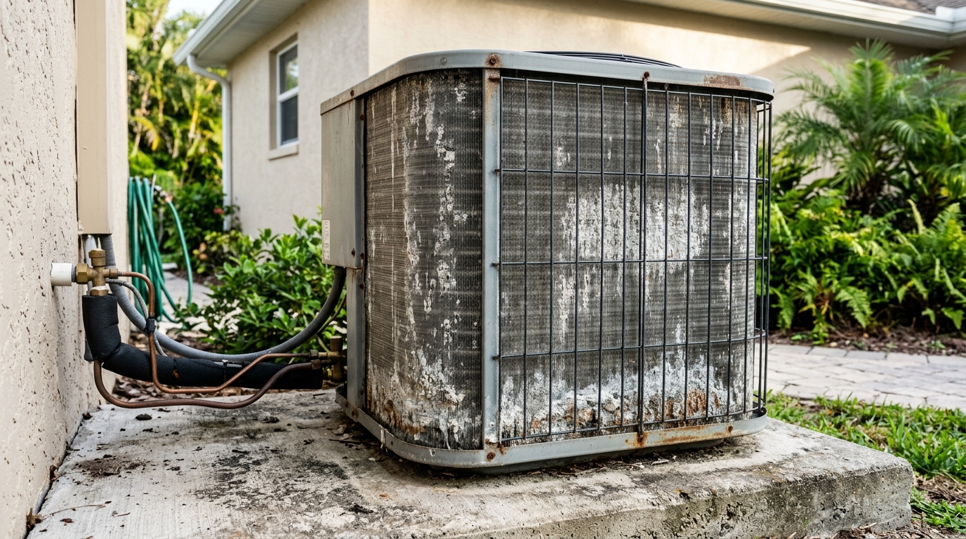 Coastal Salt Air Accelerated Corrosion on AC Outdoor Condensers and Electrical Disconnects